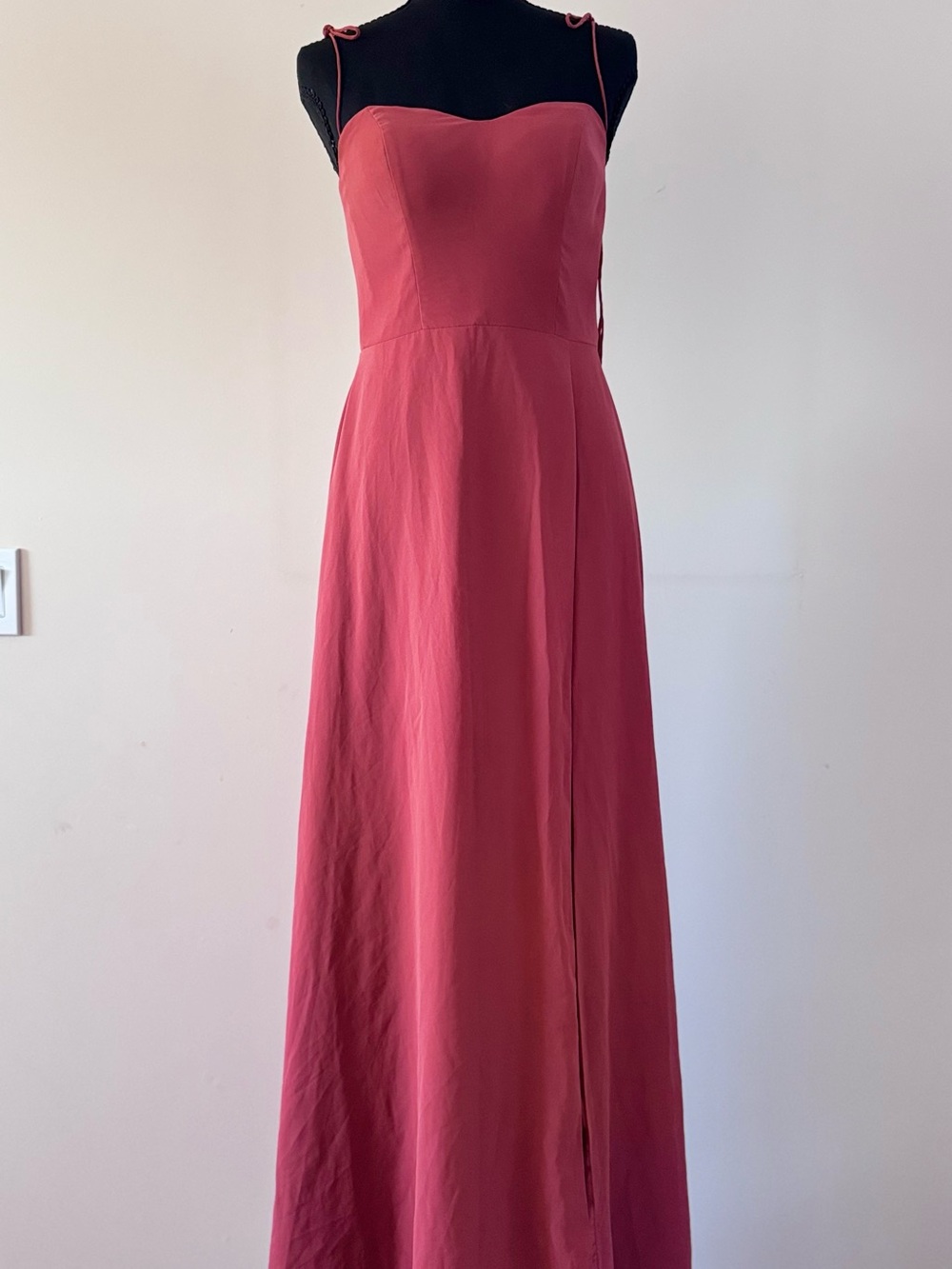 Azazie Mauve Rose Pink Maxi Slip Dress with Spaghetti Straps